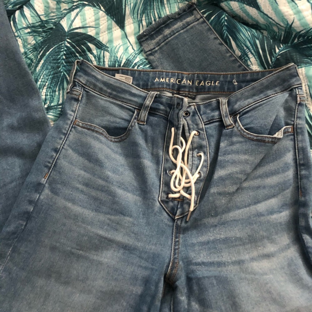 AE lace up skinny jeans